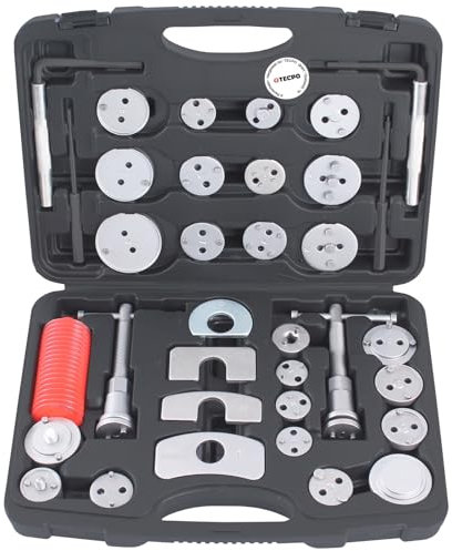 TECPO Universal Bremskolbenrücksteller Set, 35 tlg. Bremssattel Kolben Rücksteller Instandsetzung Werkzeug Tool Kit Rückstellwerkzeug universell