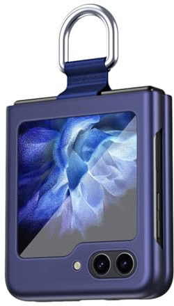 SEAHAI Fodral för Samsung Galaxy Z Flip 7 FE/Samsung Galaxy Z Flip 6, matt sidenlen TPU ultratunt snyggt mobiltelefonfodral, premium PC silikon, stötsäkert skyddsfodral med bandknut och ring – blå