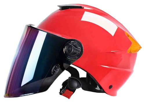 JATIBOSH Attache Fermement Vintage Casque Portable Et Sûre Cyclomoteur Casque, RéTro Demi Casque Boucle De Sécurité À Prise Rapide Casque Moto, pour Adapté Aux Motos ÉLectriques ECE Certifiés