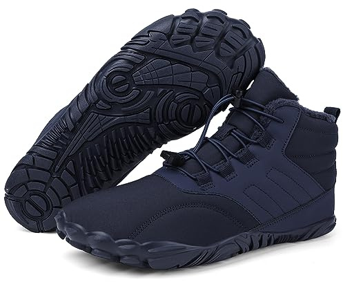 LYEAA vinter varma löpning barfotaskor kvinnor män gummi träning sneakers vattentäta halkfria andas för vandring klättring