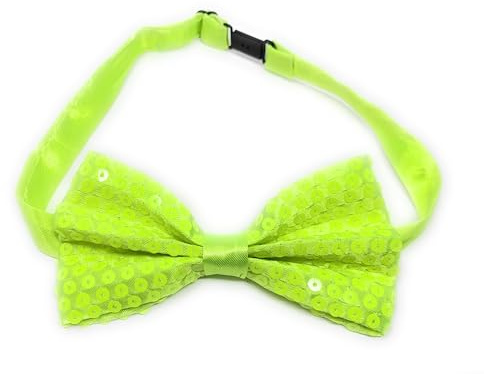 Neongrön herrfluga i paljettfärgad polyester, 22 x 6 cm