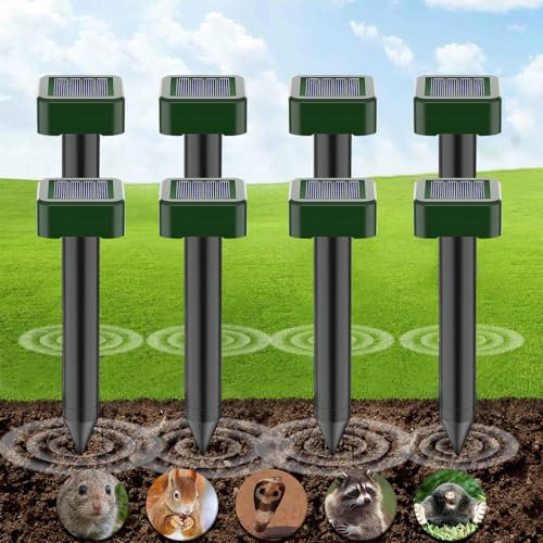 Solaire Répulsif 8 Pièces, Anti-Taupes pour Ultrasons, Répulsif Contre Les Insectes d'extérieur, Répulsif Serpent Ultrason, pour Campagnols, Gophers et Autres Animaux