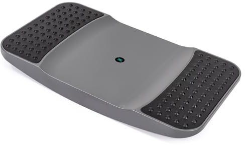 DESKLOGICS Standing Desk Balance Board - Resilient Flexible Core Wiggle Board for Active Standing - Lateral Tilt Exercise Board for Office Work with Washable TPE Massage Pads - 220 lbs, Gray