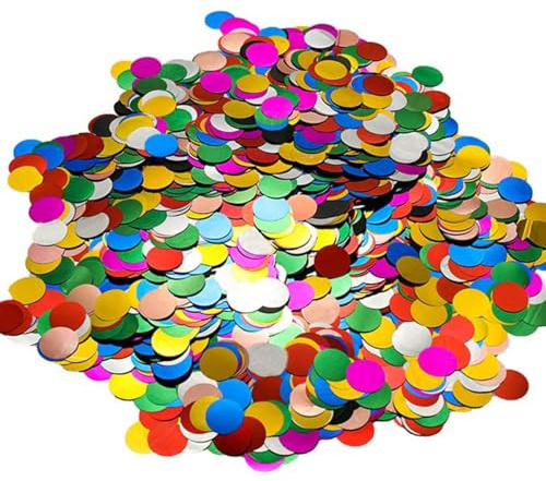 Confeti redondo multicolor metálico (100g, 1.5cm), Confeti mesa brillante para decoración fiesta, bodas, cumpleaños, baby shower y graduaciones, Confet boda colorido ideal para lanzar, decorar mesas