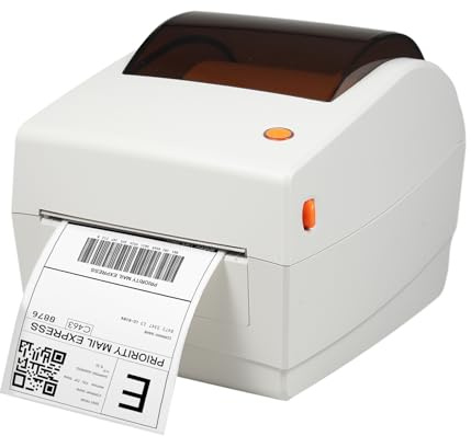 Brrnoo Impresora de Etiqueta Térmica Desktop Comercial de Alta Velocidad Etiqueta Directa Termal Etiqueta para Paquetes de Envío Compatibles con Sistemas USB BT Conectividad (EU-1)