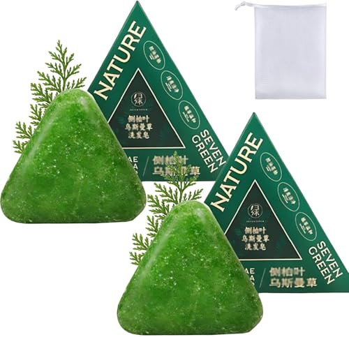 2pc Nature Triangle Shampoo Bar, Savon Vert Pour Cheveux, Shampoing Solide Nature Triangle, Nettoyant Profondeur Fortifiant Pousse Cheveux Savon Solides Shampoings