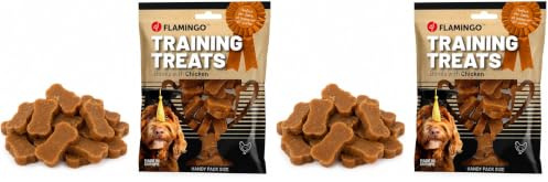 Flamingo Friandises d'entraînement pour Chien Mini Os au Poulet 100g – Snacks Moelleux d’Entraînement | Récompenses Éducatives pour Chiens et Chiots (Lot de 2)