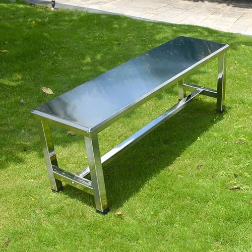 Banco de jardín de metal, acero inoxidable 304, ideal para patio al aire libre, vestuario, parque, laboratorios, hospitales