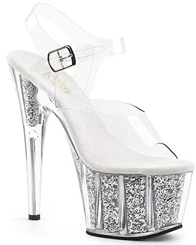 Pleaser ADORE-708G CLR/Silver Glitter Inserts UK 4 (EU 37)