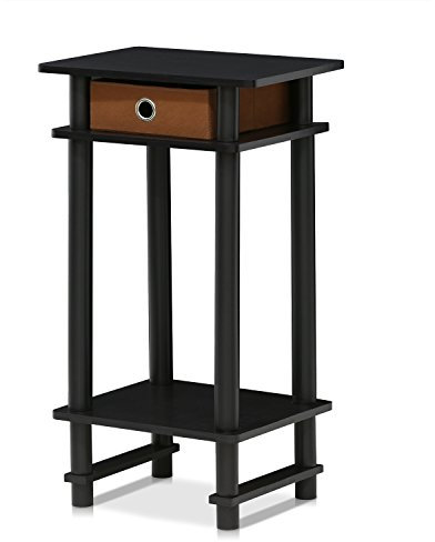 Furinno Hoher Beistelltisch mit Schublade, Holz, Espresso/Braun, 29.49 x 39.5 x 70.41 cm