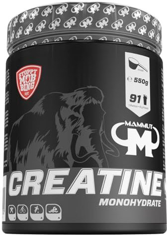 Mammut Nutrition Creatine Monohydrat Pulver 550 g Dose, reines Kreatin Monohydrat mit Magnesium, geschmacksneutral, veganes Pulver für Erwachsene, für kurzzeitige & intensive Belastung