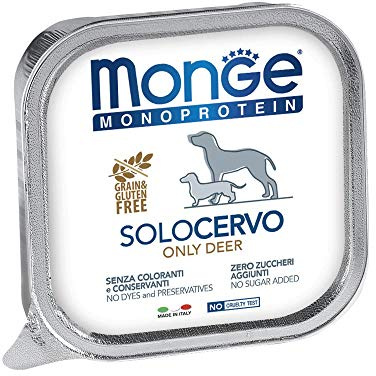 Monge monoproteico solo Ciervo Alimento húmedo para perros 12 x 150gr