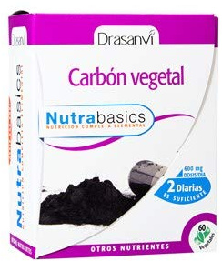 Nutrabasics, carbón vegetal indicado para ayudar a eliminar el exceso de gases 60caps vegetales