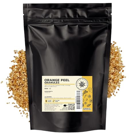 Nature Kitchen Orange Peel Granules, 500g Premium Dried Orange Zest for Cooking and Baking, Gluten Free, Vegan, Bright Citrusy Ingredient for Teas, Mulled Wine, Marinades and Desserts