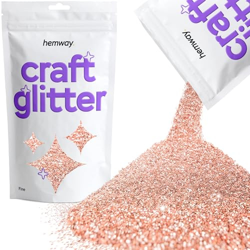 Hemway Craft Glitter Rose Gold 100g Fine Glitter | for Crafts, Resin, Cosmetic, Nail, Face, Body, Festival, Tumblers, Art, Candle, Crafting