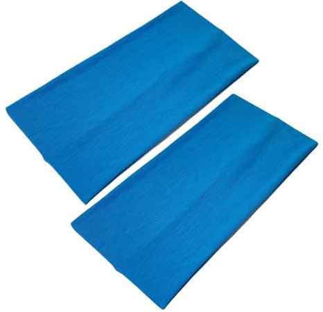 WESTEND CHOICE Extra Wide Headbands 11cm Plain Stretchy Kylie Head Band 2 Pack Unisex Bandeau Headbands for Women & Men Soft Hairbands Yoga Bandana Headband (Blue)