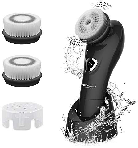 TOUCHBeauty Gesichtsreinigungsbürste für Männer, Gesichtsreiniger mit 3 Bürstenköpfen für Peeling, Massage und Tiefenreinigung, batteriebetrieben AG-1487(Schwarz)