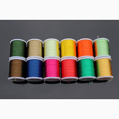 Tigofly 12 x 40 m 150D Seidige Fliegenschnur, 12 Stück (12 dunkle Farben)