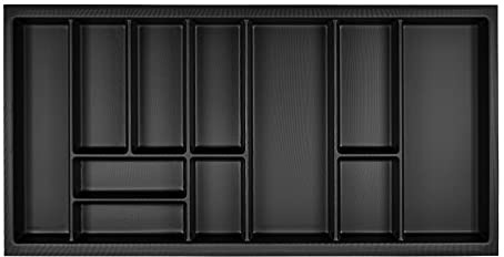 Orga-Box Junker Slim Besteckeinsatz 925 x 476 mm Lavagrau mit Perlstruktur für 100er Schränke Küchen Besteckaufbewahrung passgenau für SO SLIM Schubladensystem