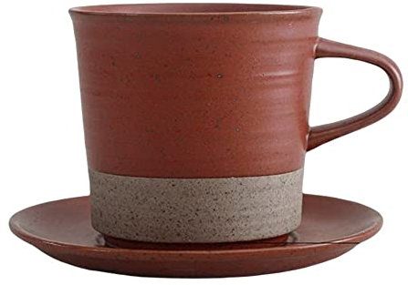 YlobdolY Set De Tasses À Cappuccino Et Soucoupes en Céramique 200ml,Tasses À Café Vintage avec Soucoupes pour Thé,Espresso,Latte - Tasses À Thé en Grès Multicolores pour La Cuisine Ou Le Café,Rouge