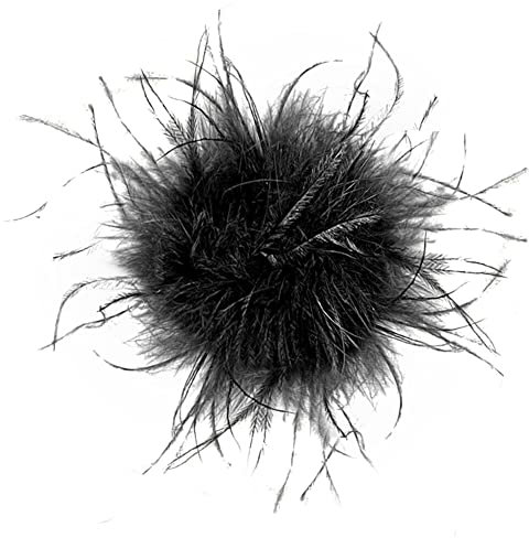 BYNYXI Damen Feder Brosche Flauschige Straußenfeder Tiara Handgelenkmanschetten Handgelenk Ärmel Bankett Manschette zum Karneval Cosplay Party