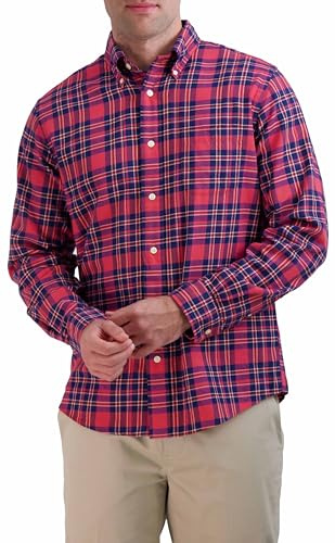 Brooks Brothers Camisa Deportiva de Franela Ligera de Manga Larga para Hombre, Rojo Plaid, Large