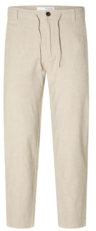 SELECTED HOMME Slh172-slimtape Brody Linen Pant Noos Pantaloni Chino, Vetiver/Dettaglio: Misto W. Avena, M Uomo