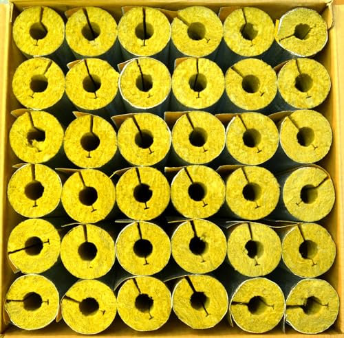 B teurobrecher - Steinwolle Rohrisolierung WLG 0,037 alukaschiert Rohrschale Dämmung Isolierung für Heizungsrohre verschiedene Größen (22/20mm - 1 m)