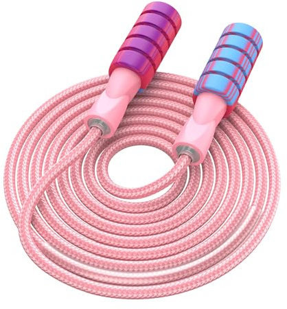 Skipping Rope for Adults, Adjustable Weighted Jump Rope with Foam Handle, 3M Jumping Rope for Men Women Fitness Exercise Outdoor Activities (Pink)
