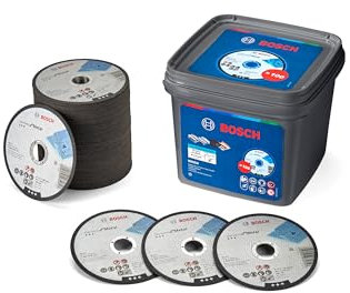 Bosch 100 x Standard Cutting Disc for Metal Steel Sheet Diameter 115 mm Straight Cut M14 Professional Accessories Angle Grinder