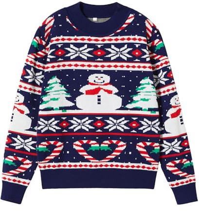 Hrxcrzco Unisex Ugly Christmas Sweaters Adult Long Sleeve Crewneck Sweaters Ugly Christmas Sweaters for Women Men Xmas Party Family Gatherings XL