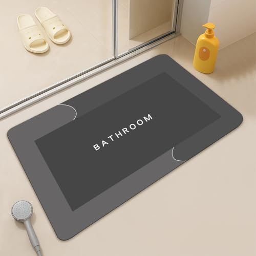 LICOZYVE Diatomite Bath Mat,Non-Slip Anti Mould Bathroom,Diatom Mud Absorbent Mat,60 * 40 cm rectangle Bedroom & Kitchen Rug,Qucik-Drying 4 Layer thickened doormat.