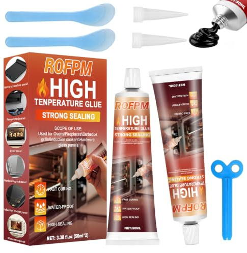 High Temperature Silicone Sealant, Oven Door Glue for Glass, 100ml, Black | High Temperature Glue for Metal & Plastic, Heat Resistant Glue for Oven Door Seals, Cooktops Microwaves & Induction Hobs