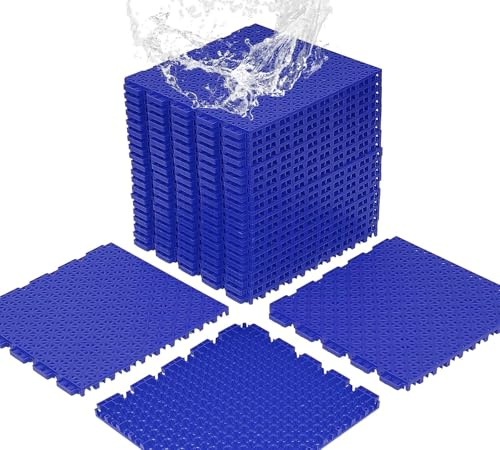 jxgzyy 24 piastrelle per campi da tennis, spessore 1,6 cm, in polipropilene, antiscivolo, per piscina, patio, terrazza, garage e pallamano, blu
