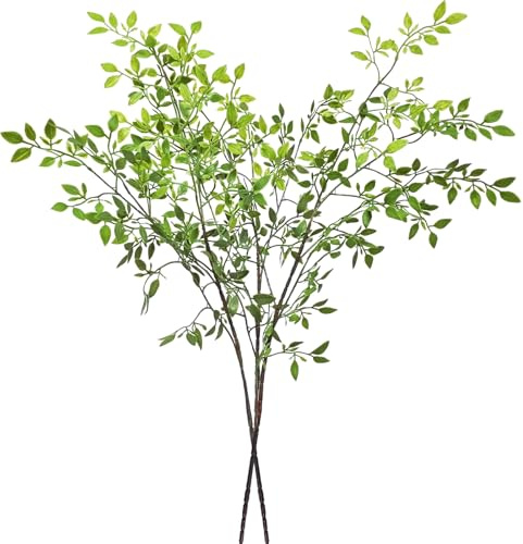 Cherica 43.3 Inch Green Nandian Fake Plants 2 Pcs Greenery Stems for Vase Decor, Artificial Plants Faux Branches for Vase Filler Fake Leaves Office Home Decor