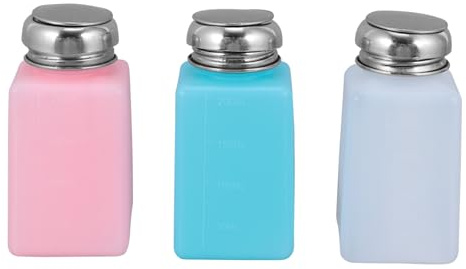 KICHOUSE 3 Pezzi Bottiglie Vuote in Plastico da 200ml Pompa a Pressione Leggera per Smalto e Solvente per Unghie, Contenitori Ricaricabili per Liquidi Cosmetici