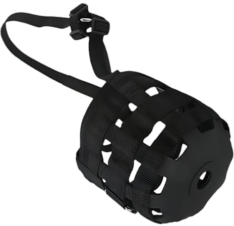 yeeplant Cubrebocas de caballo tamaño L 7.48 x 6.1 pulgadas, antimordeduras, transpirable, correa ajustable, negro, para entrenamiento de caballos y pastoreo