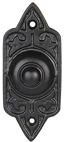 A29 Decorative Doorbell Push Button, Black Powder Coat, Edwardian