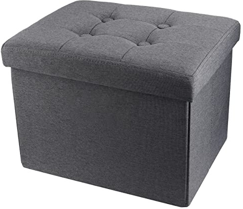 ALASDO Storage Ottoman Footrest Stool Small Ottoman with Storage Foldable Ottomans Foot Rest Footstool Bench for Living Room 17x13x13inches Grey