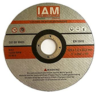 IAM- Dischi abrasivi da taglio | Mole abrasive da Taglio in Metallo e Acciaio Inossidabile | 115x1,2x 22 | 125x1,2x22 | per Smerigliatrici da Taglio o Angolare (125x1,2 100 Pezzi)