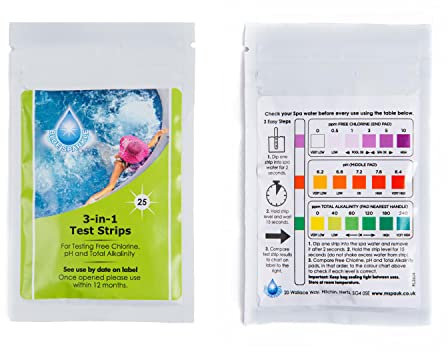 50 Dip 3-in-1 Test Strips Blue Sparkle for Ground Pool Spa and Hot Tubs Treatment to Measures PH, Alkaline and Chlorine