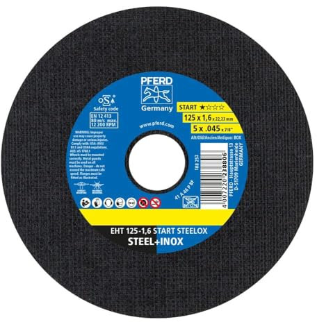 PFERD Trennscheiben EHT, 25 Stück | 125 x 1,6 x 22,23 mm, gerade, Start-Linie START STEELOX | 69121069 – für Stahl, Edelstahl (INOX)