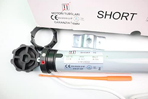 AWITALIA- Motore per tapparelle, CORTO serie SHORT misura cm. 36 da NM.10 porta Kg. 18 per finestre piccole per rullo da 60 mm. Con adattatore da 60 mm. GARANZIA 7 ANNI