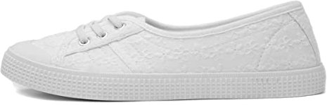 Lilley Phoebe Womens White Floral Canvas - Size 8 UK - White