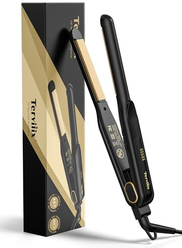 Terviiix 1/2 Inch Flat Iron for Short Hair, Small Hair Straightener and Curler 2-in-1 for Pixie Cuts & Touch-Ups, Rounded Edge Mini Flat Iron for Men and Women, Dual Voltage Travel-Friendly