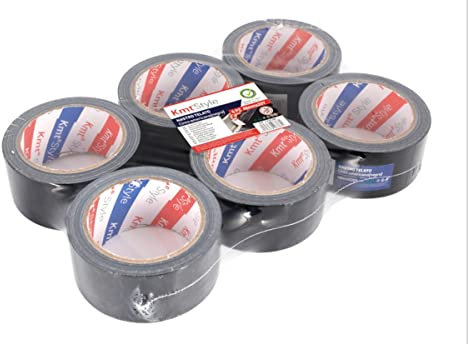 A2ZWORLD 6 Pezzi Nastro Adesivo Telato, Nastro Americano Rinforzato, Dimensione 48mm X 20y, Totale 120y (Nero)