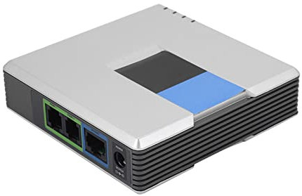 Bewinner Puerta de Enlace VoIP, Adaptador de Teléfono Analógico de 2 Puertos, Adaptador de Teléfono VoIP Compatible con Protocolo SIP V2 DHCP, Adaptador de Teléfono de Internet PAP2T con