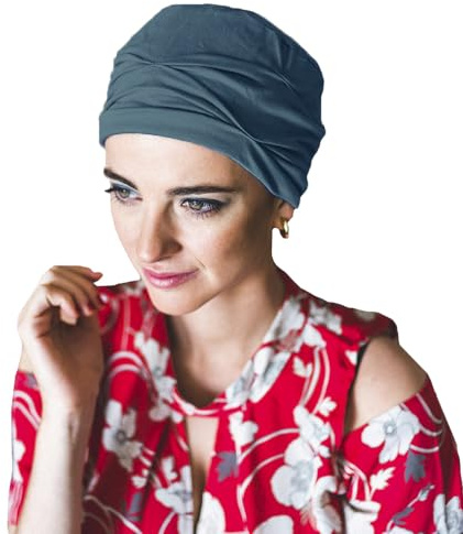 CAREBELL Onkologisk Mössa Håravfall Turban och Alopeci MAR Huvudbonad i olika nyanser · Ekologiskt bambutyg, Stål 7a, one size
