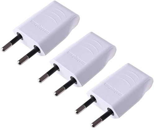 Platt kontakt, 230 V, 6 A, Schuko-kontakt, platt, Euro-kontakt, nätkontakt, platt, euro - 2-stifts platt kontakt, europeisk platt kontakt, enkel installation, vit, 3 st.