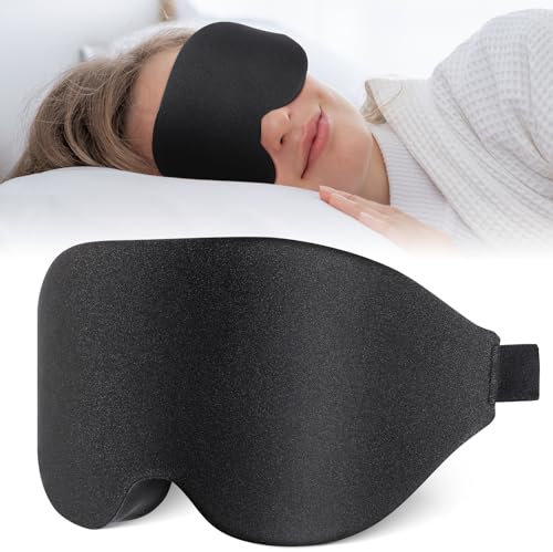 3D Schlafmaske für Seitenschläfer, Augenhöhlen Schlafbrille mit Verstellbar Gummiband, Bequem & Ergonomisch Augenmaske lichtblockierend und atmungsaktiv für Nickerchen, Meditation, Angenehme Nachtruhe